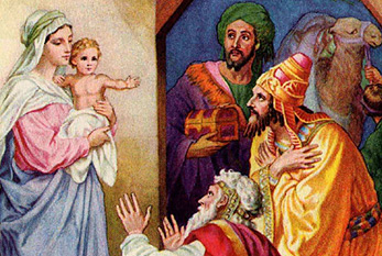Les Trois Rois en visite Jésus-Christ