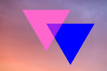Le symbole des triangles bleus et roses se chevauchent signifie bisexualité.