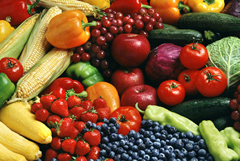 Fruits, légumes et céréales sont la base de régime végétalien.