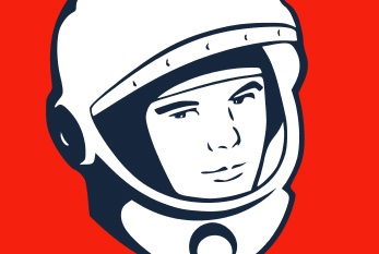 Image stylisée de cosmonaute Youri Gagarine.