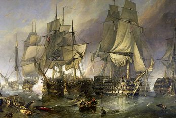 Peinture de la bataille de Trafalgar