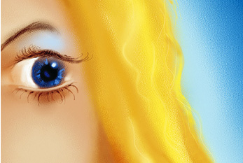 Représentation artistique du signe du zodiaque Vierge sous la forme d'un visage de femme aux cheveux blonds.